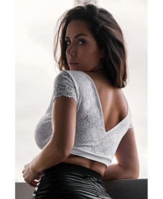 Top sexy court blanc bi matière réversible 